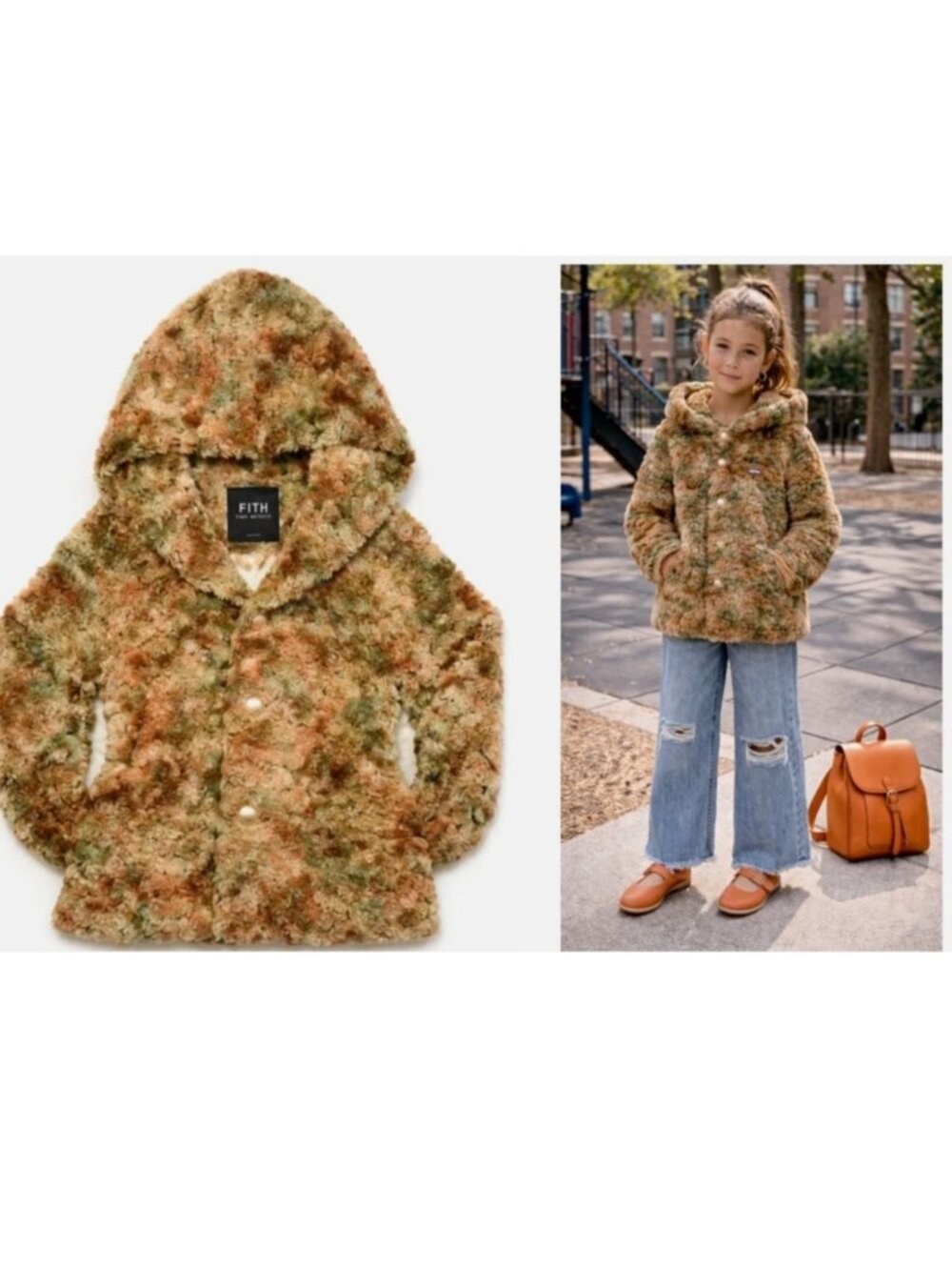 GIRL'S FITH JAPAN COZY & CHIC FAUX FUR HOODED JACKET SHORT COAT $320 130 8-9 yrs